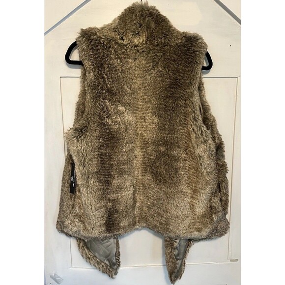 Tart Collections Brown Faux Rabbit Fur Vest Super Soft Open Front Women’s Sz L - Picture 3 of 7